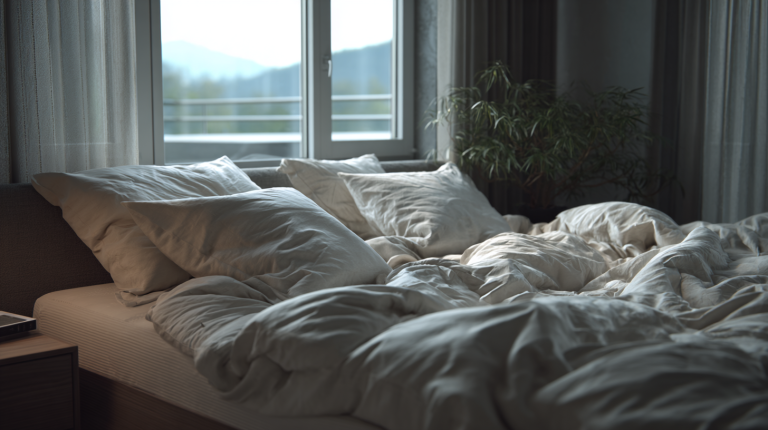 niepościelone łóżko